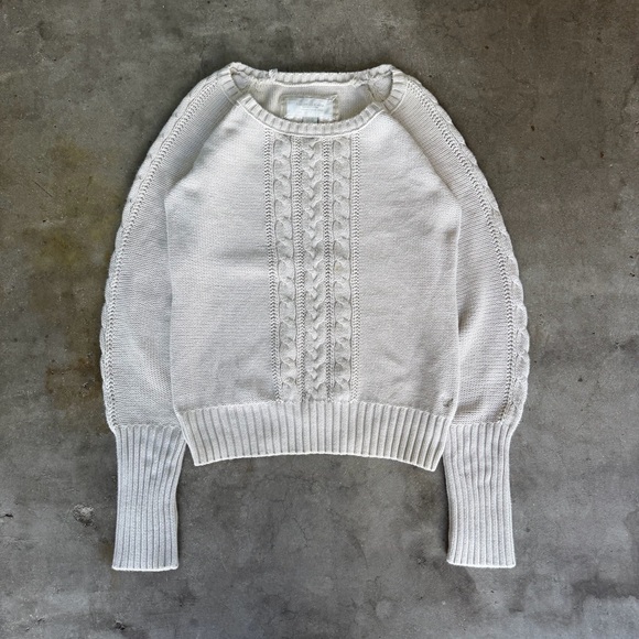 American Eagle Outfitters Sweaters - American Eagle Outfitters Vtg Y2k Women’s XL Cable Knit Sweater Beige Rope Thick